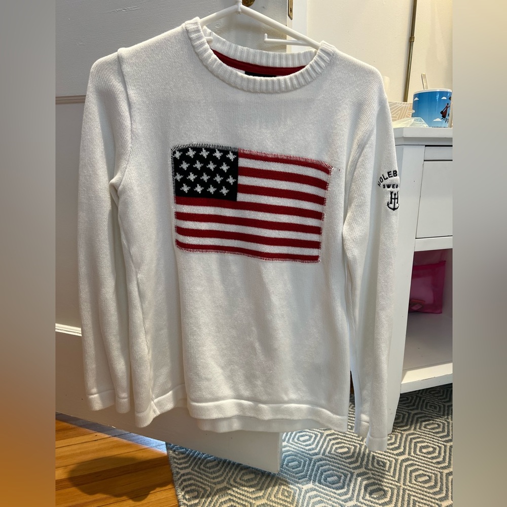 White women’s sweater by Holebrook USA flag
